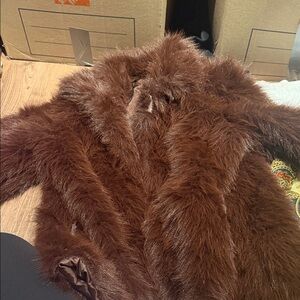Luxurious Brown Faux Fur Coat